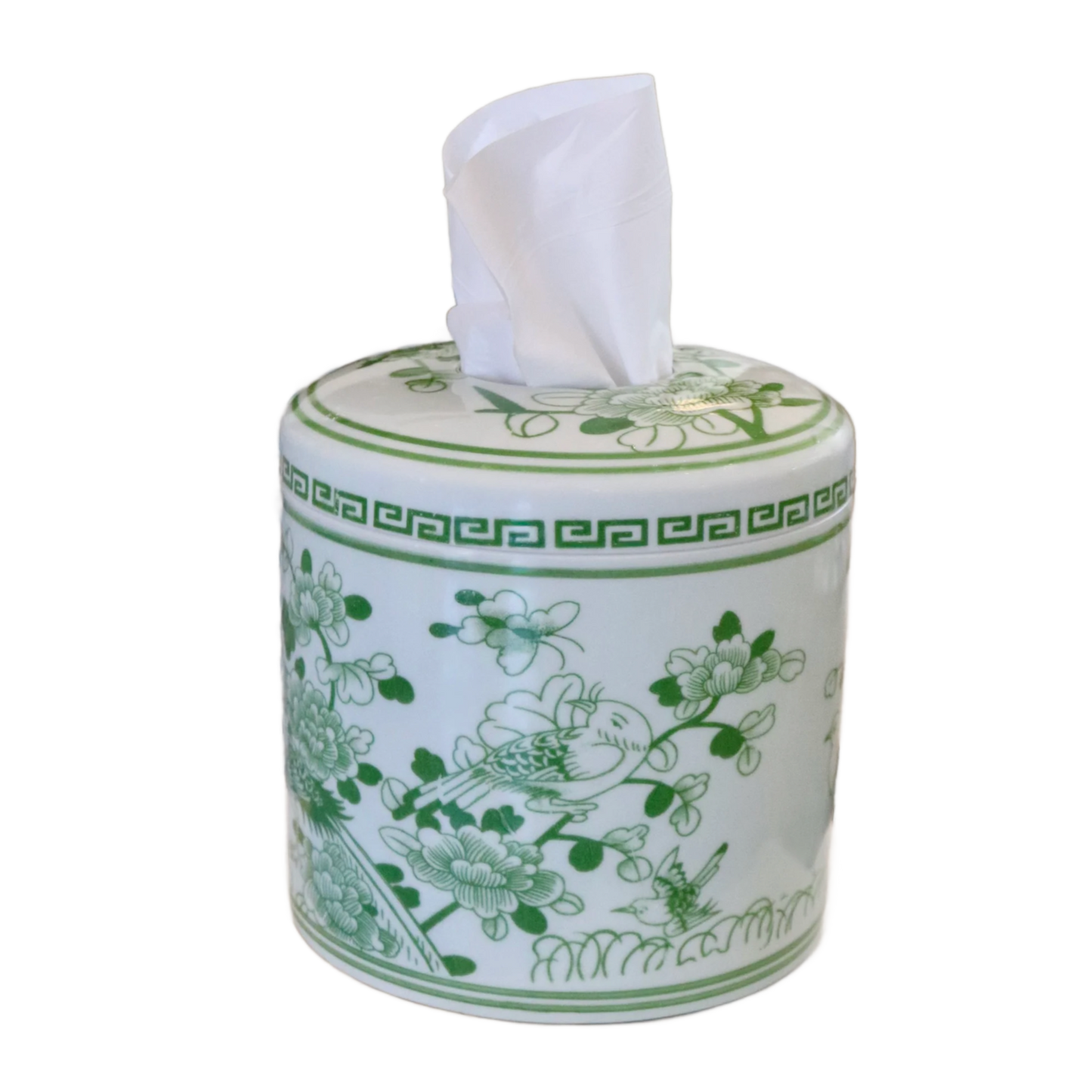 Jade Green Floral Tissue Vessel