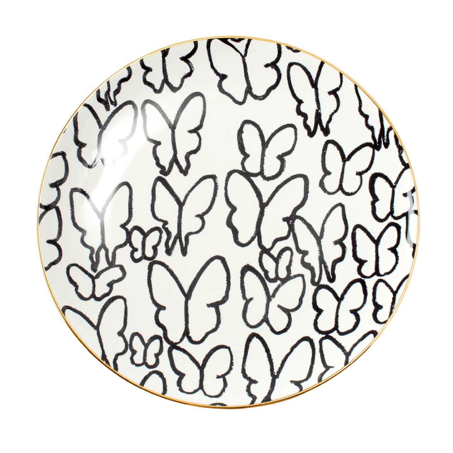 Hunt Slonem | Butterfly White/Gold Dinner Plate - Autographed