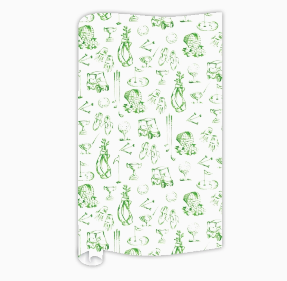 Green Golf Toile Wrapping Paper