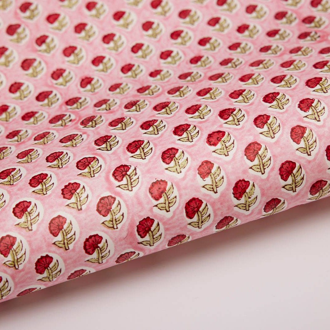 Block Printed Wrapping Paper Sheets - Daisy Festive Mix