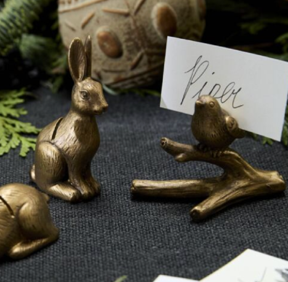 Brass Colored Rabbit Placecard Holder