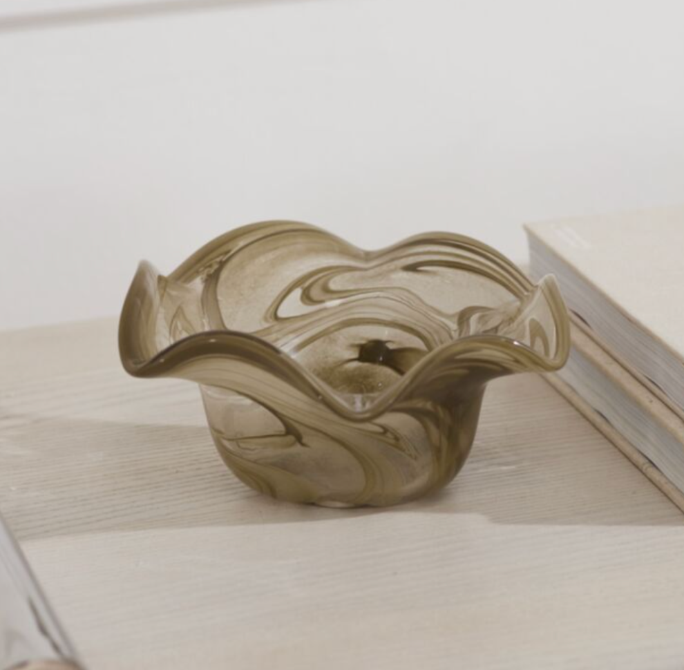 Grey Swirled Glass Bowl