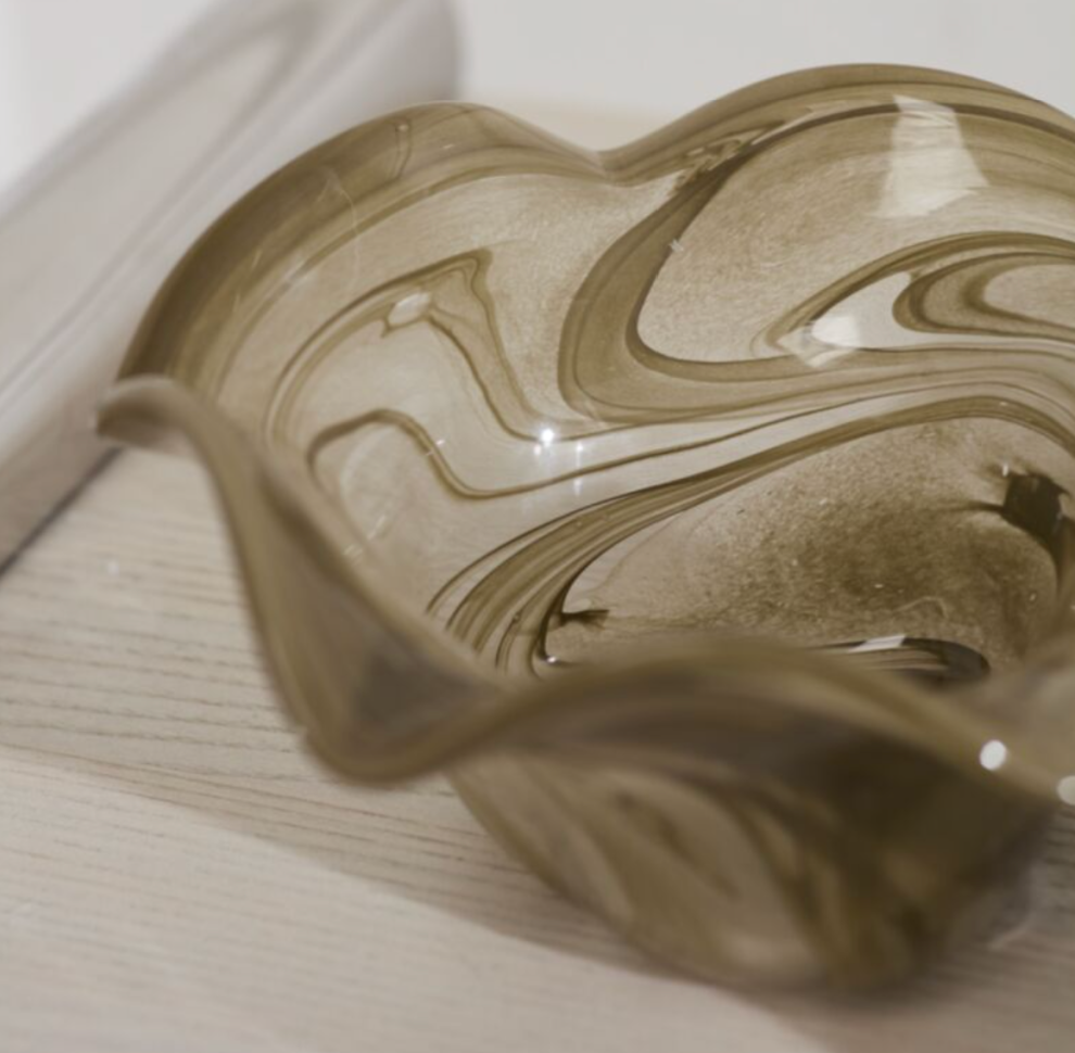 Grey Swirled Glass Bowl