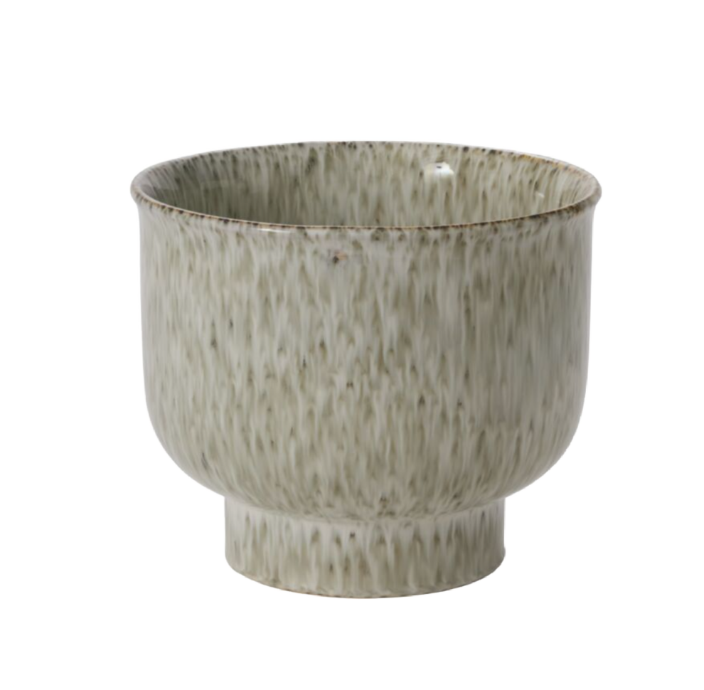 Large Green and Tan Ceramic Pot