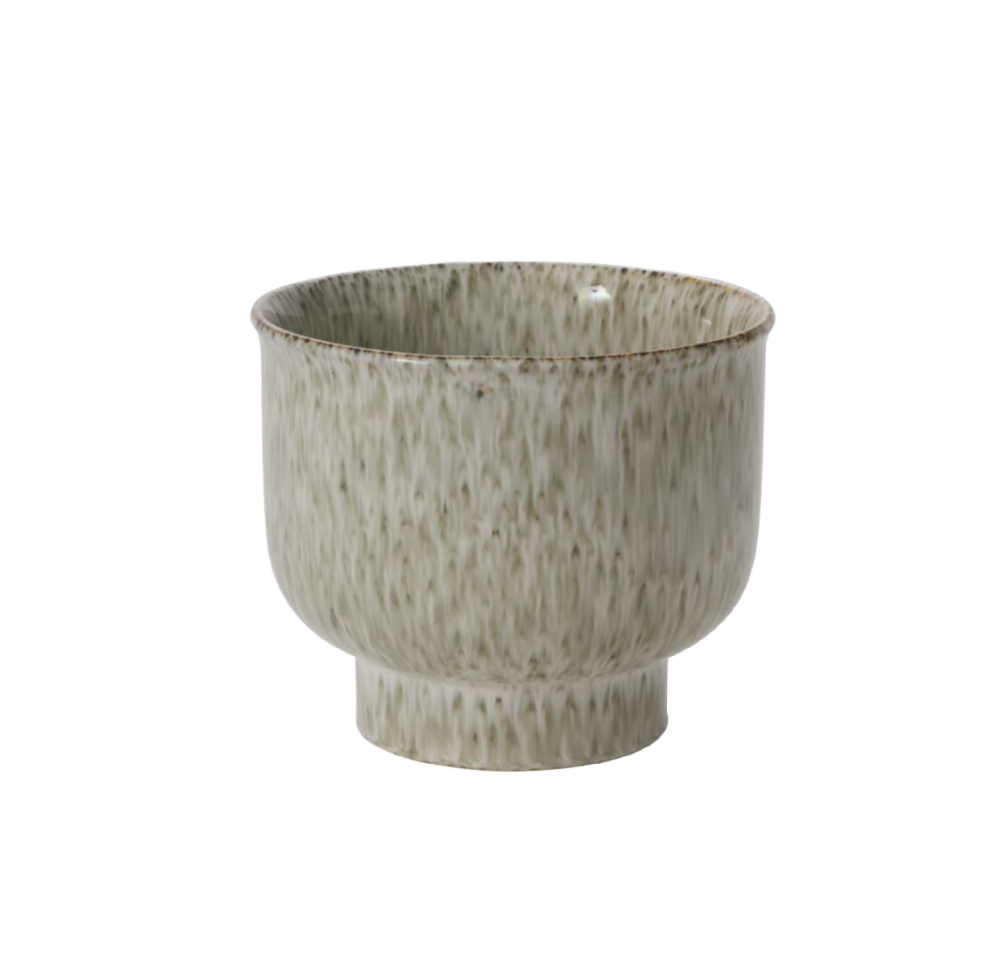 Small Green and Tan Ceramic Pot