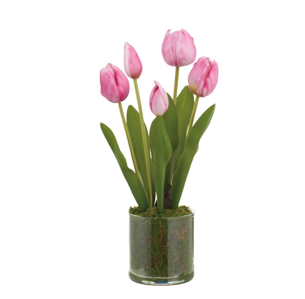 Faux Fuchsia Tulip in Plastic Pot
