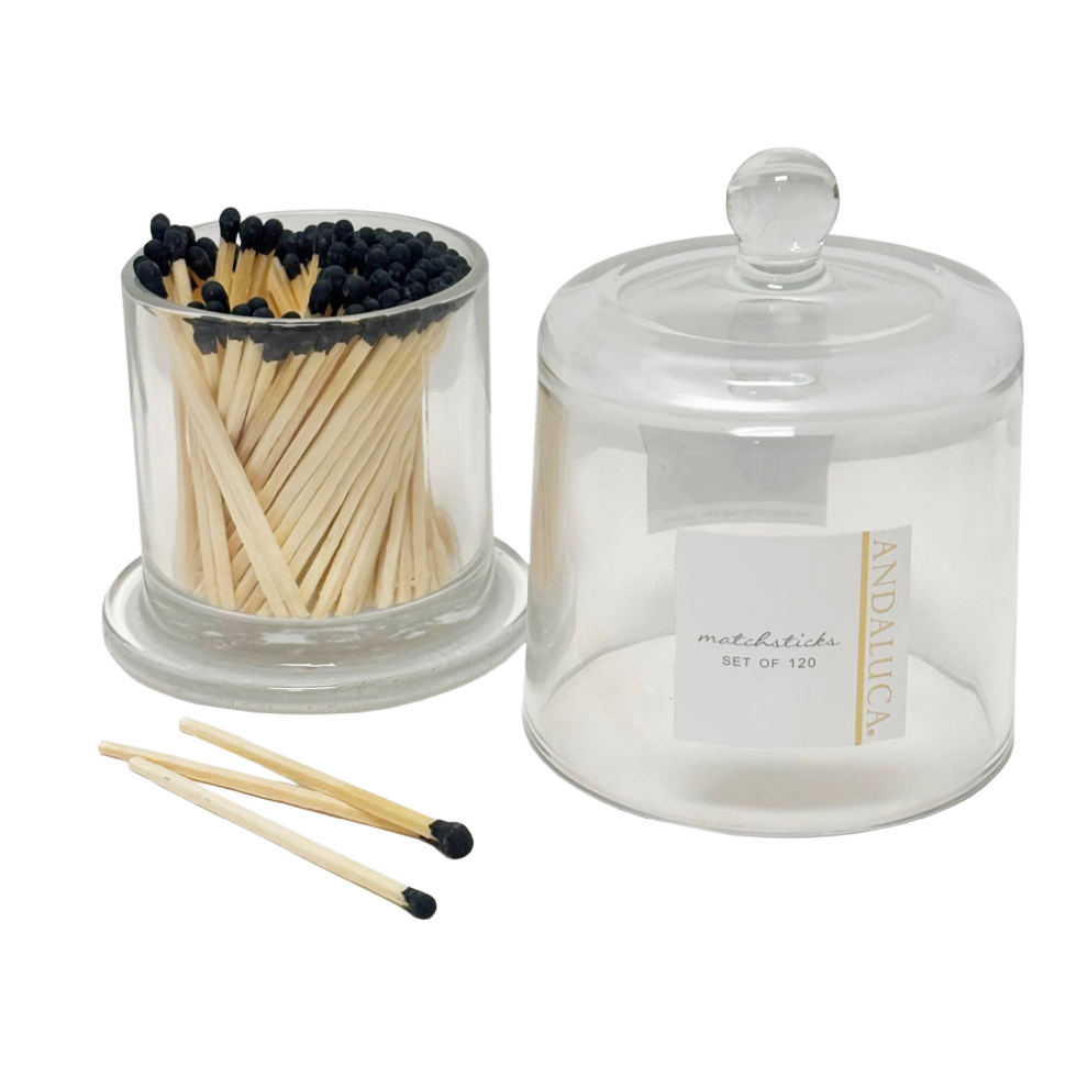 Glass Jar with Lid - Black Matches