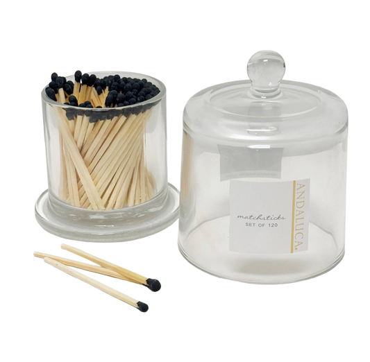Glass Jar with Lid - Black Matches
