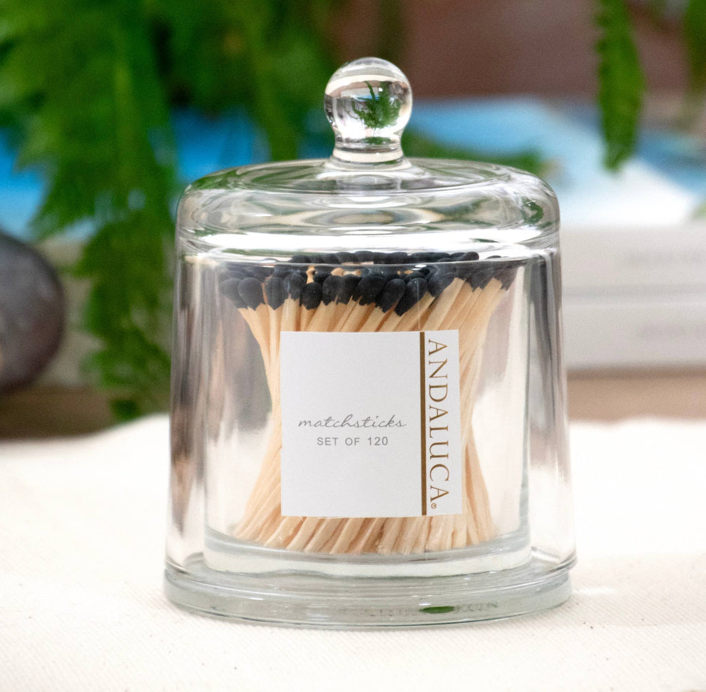 Glass Jar with Lid - Black Matches