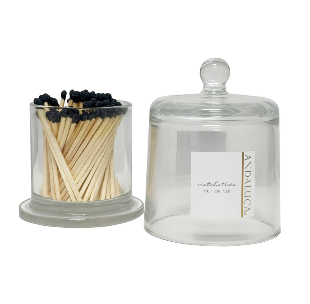 Glass Jar with Lid - Black Matches