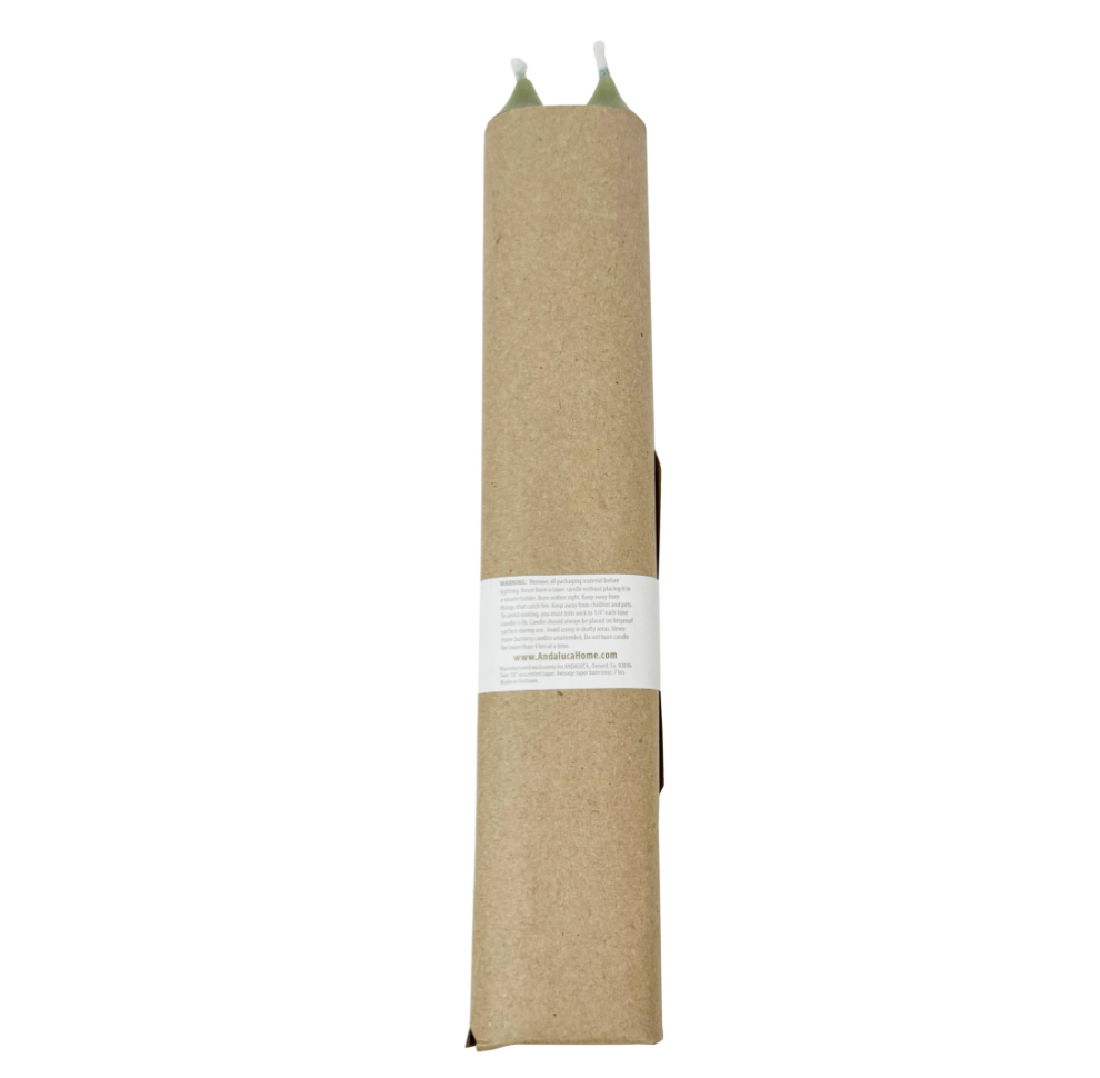 Green Ridged Taper Candles (Set of 2)