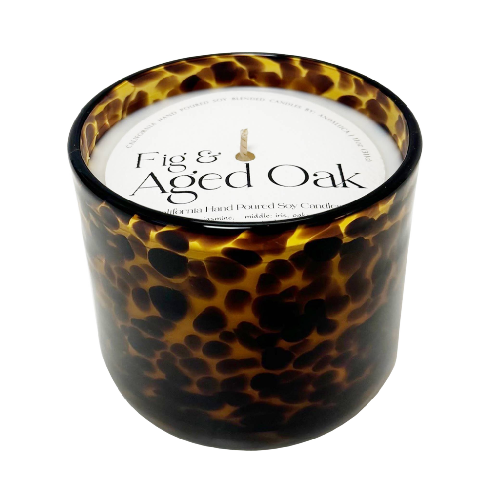 Fig & Aged Oak Amber Tortoise Soy Blend Candle
