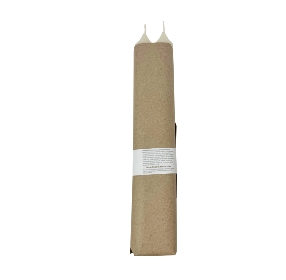 Ivory Ridged Taper Candles (Set of 2)