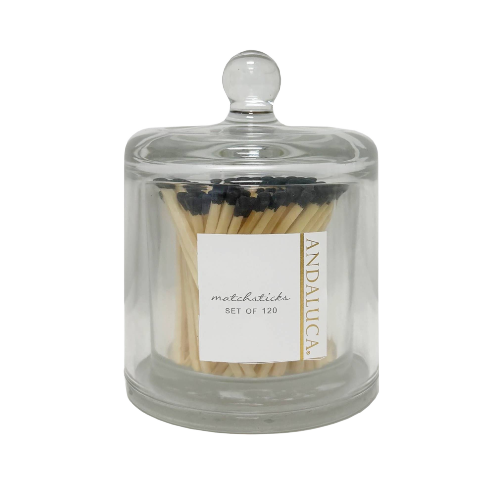 Glass Jar with Lid - Black Matches