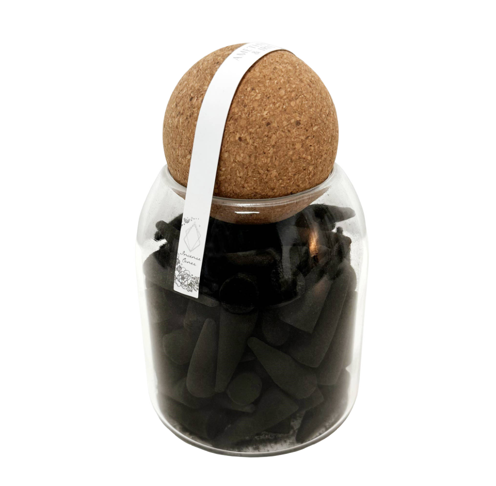 Incense Cones In Jar: Amethyst & Iris Fragrance