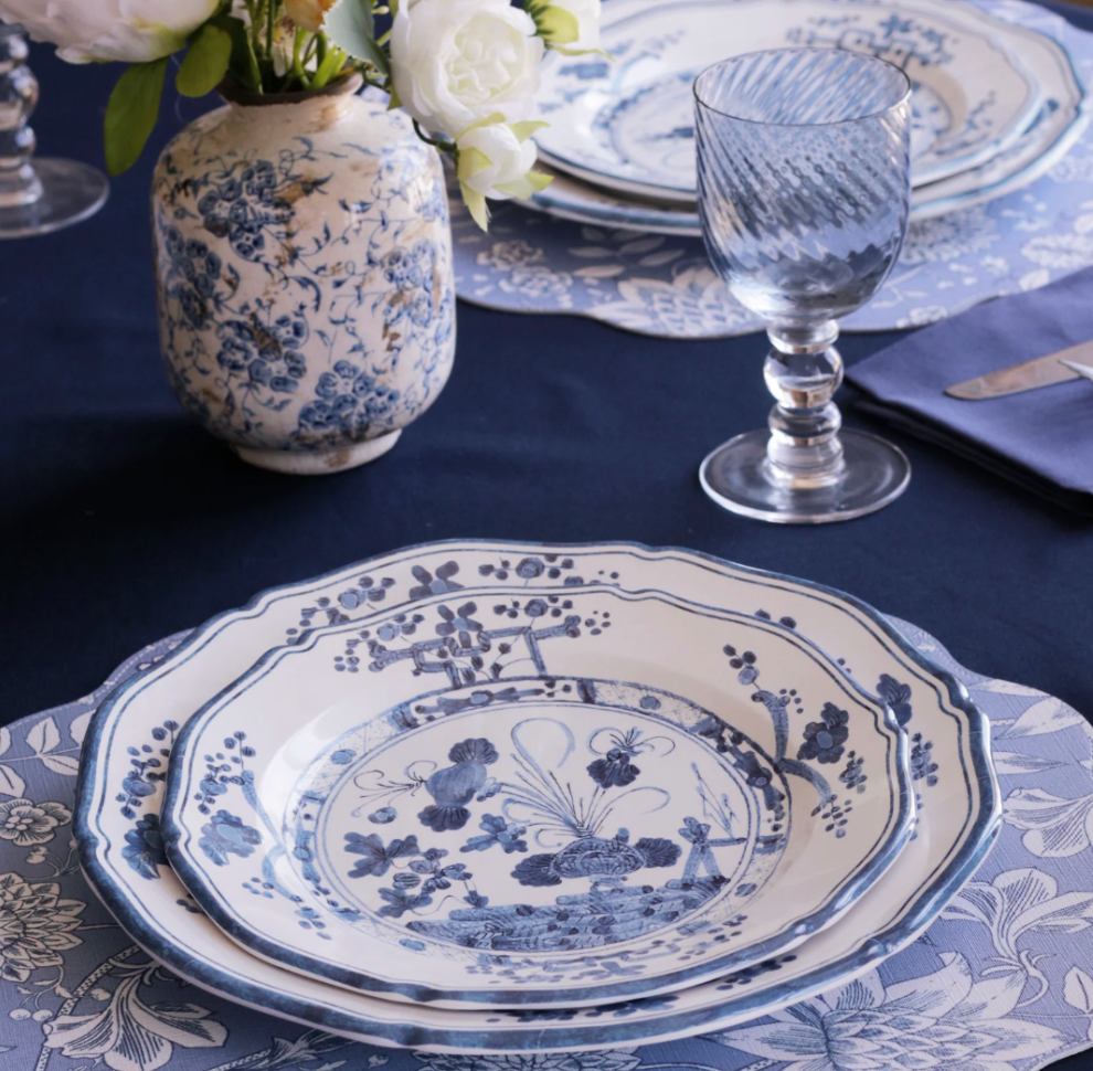 Faenza 11" Dinner Plates - Set of 4 White and Blue