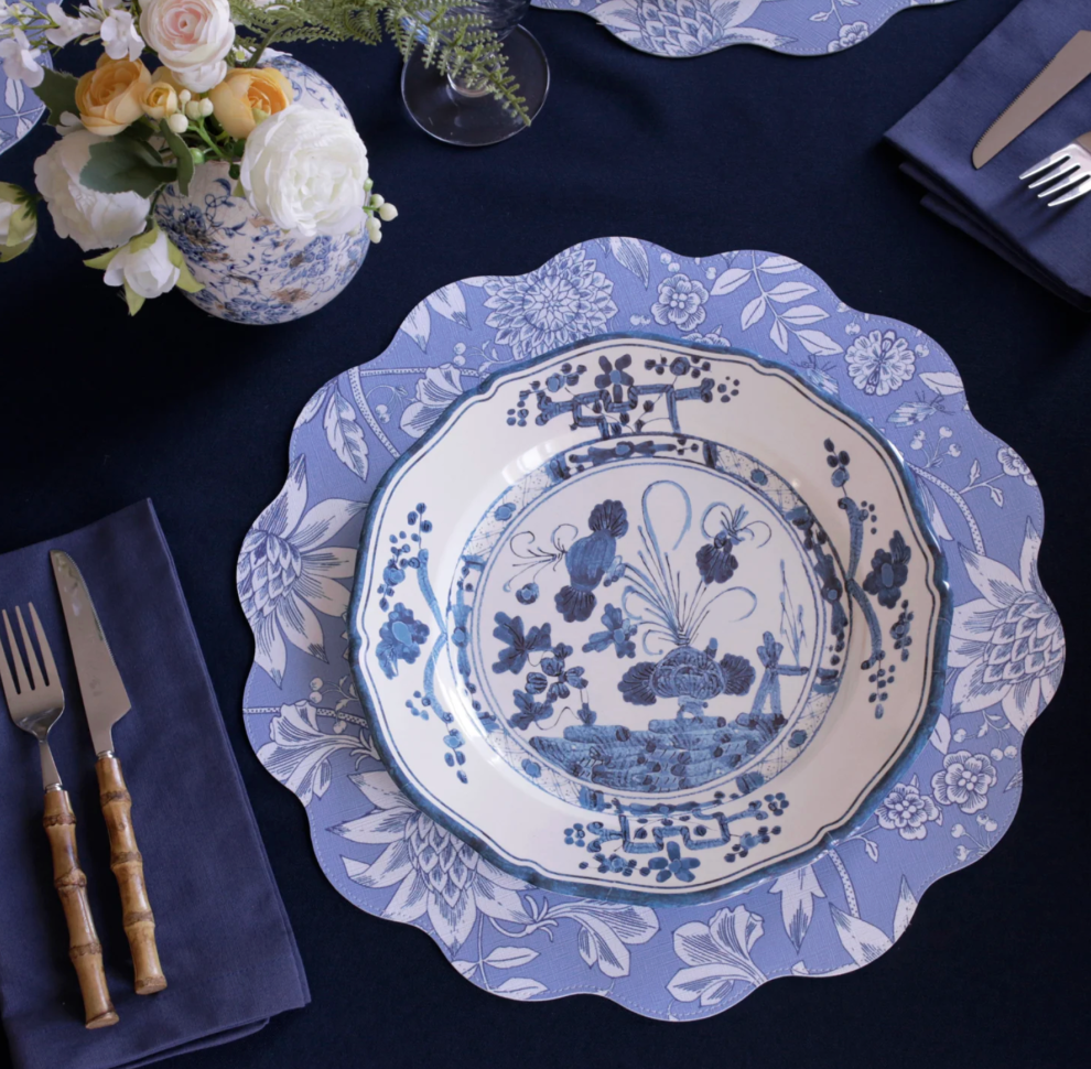 Faenza 11" Dinner Plates - Set of 4 White and Blue