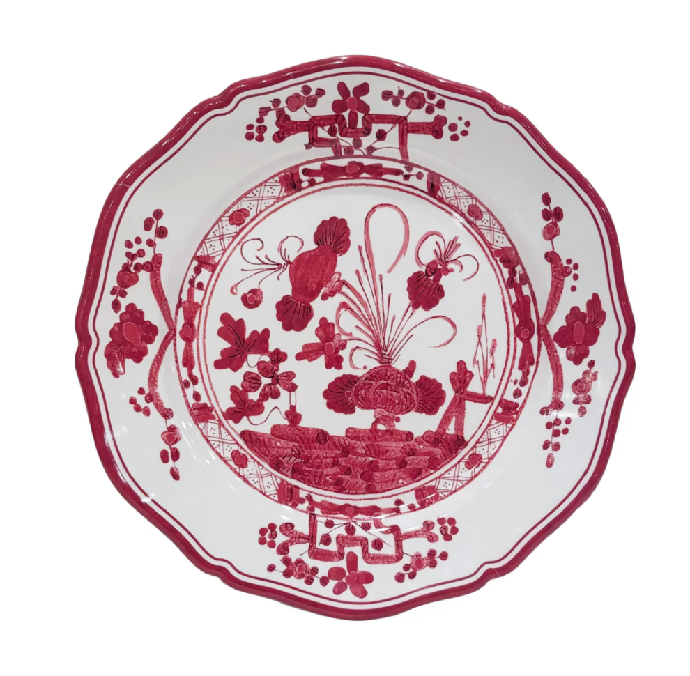 Faenza 11" Dinner Plates - Set of 4 Dark Pink and White