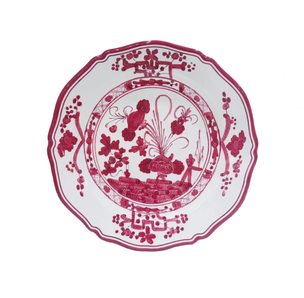 Faenza 11" Dinner Plates - Set of 4 Deep Pink and White