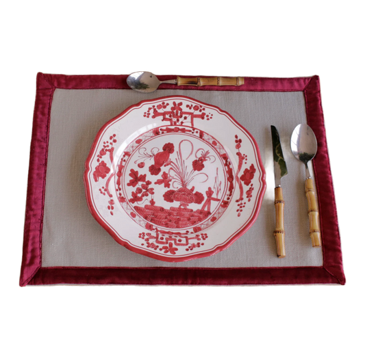 Faenza 11" Dinner Plates - Set of 4 Dark Pink and White