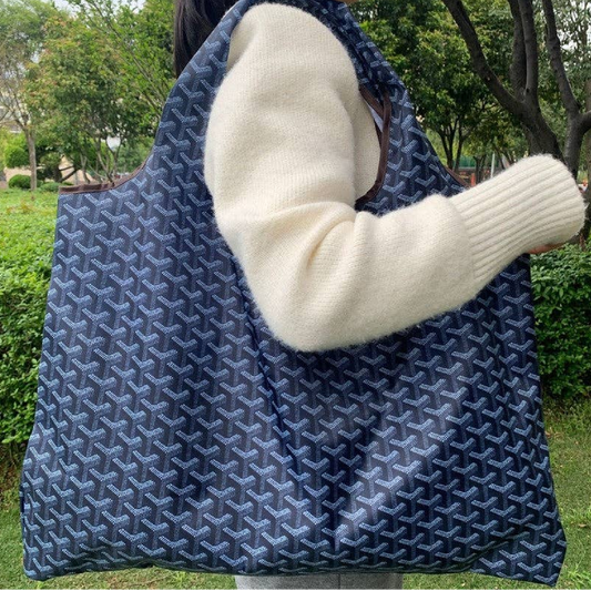 Navy Blue Large Capacity Single Shoulder Shopping Bag