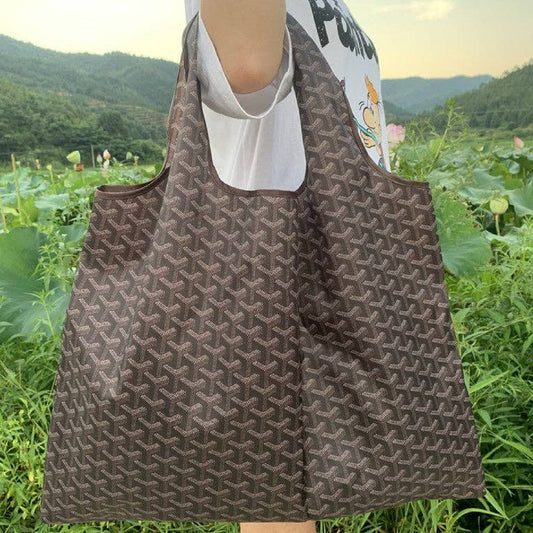 Black and Brown Large Capacity Single Shoulder Shopping Bag