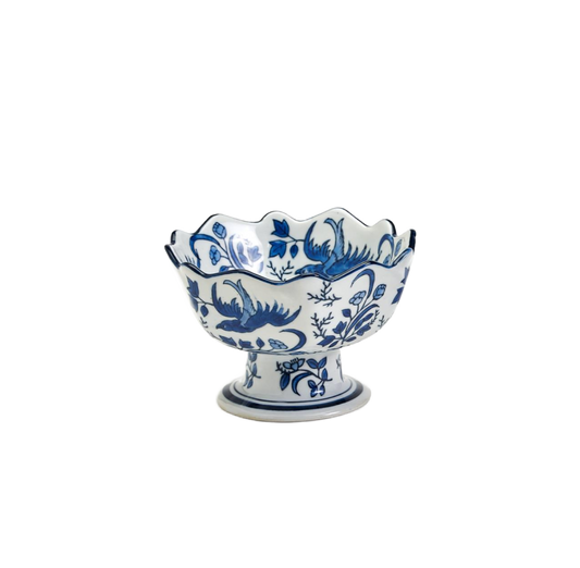 Blue and White Scalloped Edge Bowl