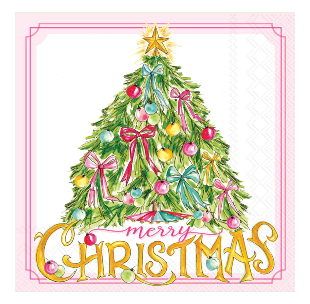 Vintage Ornaments & Tree Cocktail Napkin