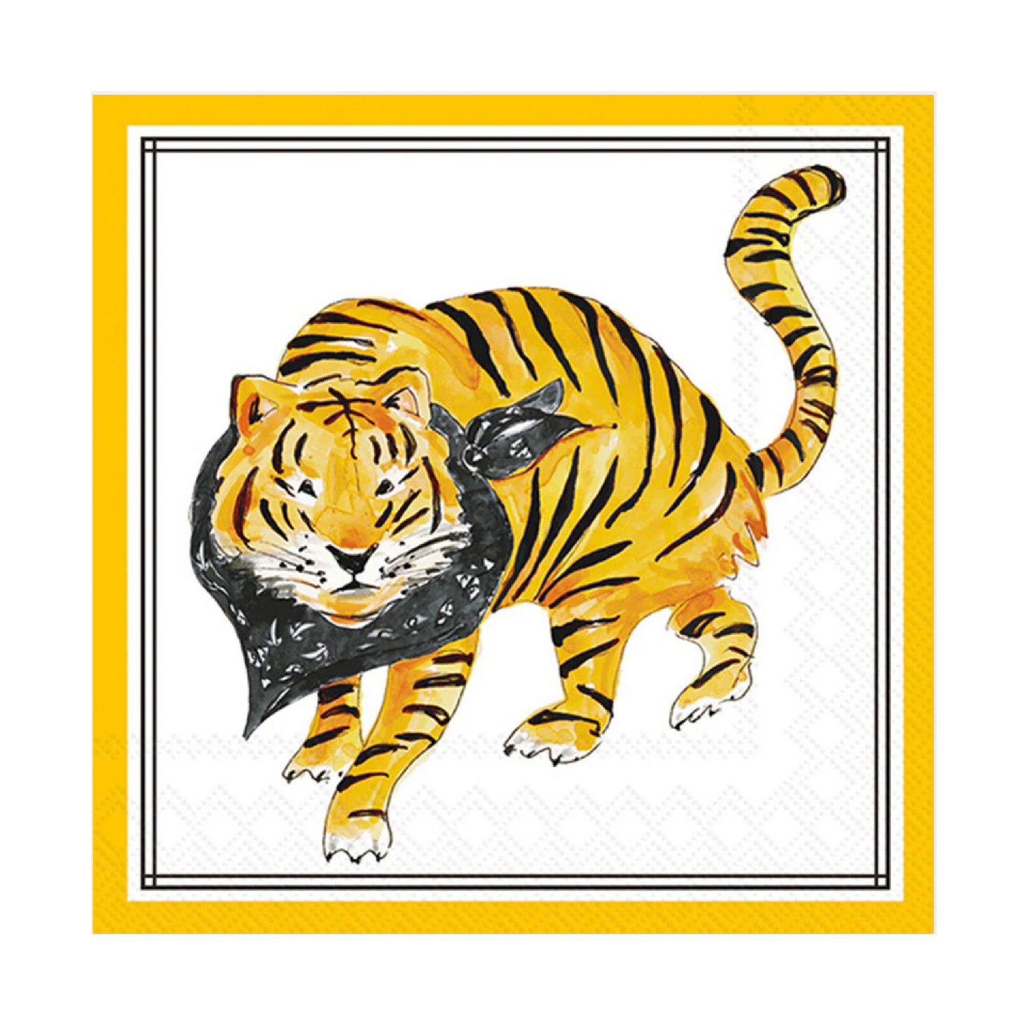 Black Prowling Tiger Cocktail Napkin