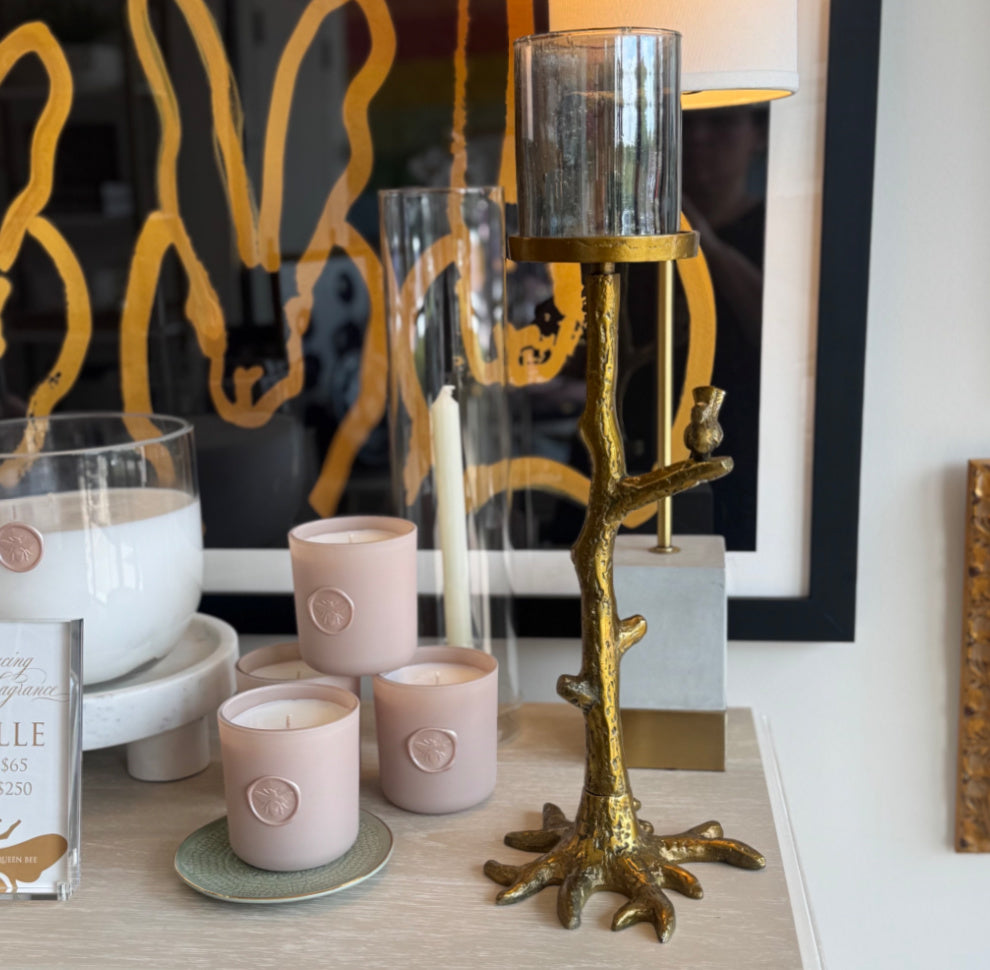 Antique Brass Bird Candle Holder