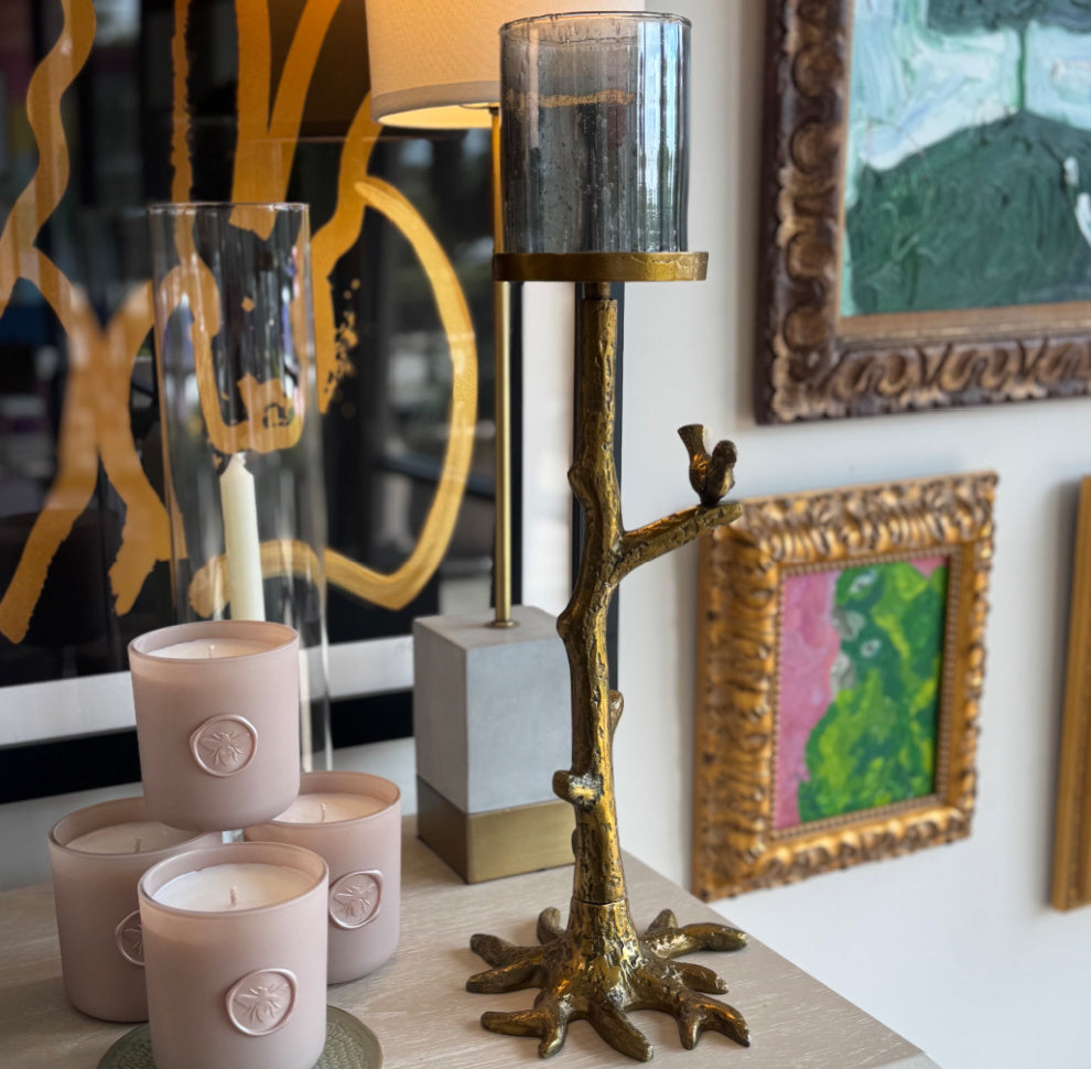 Antique Brass Bird Candle Holder
