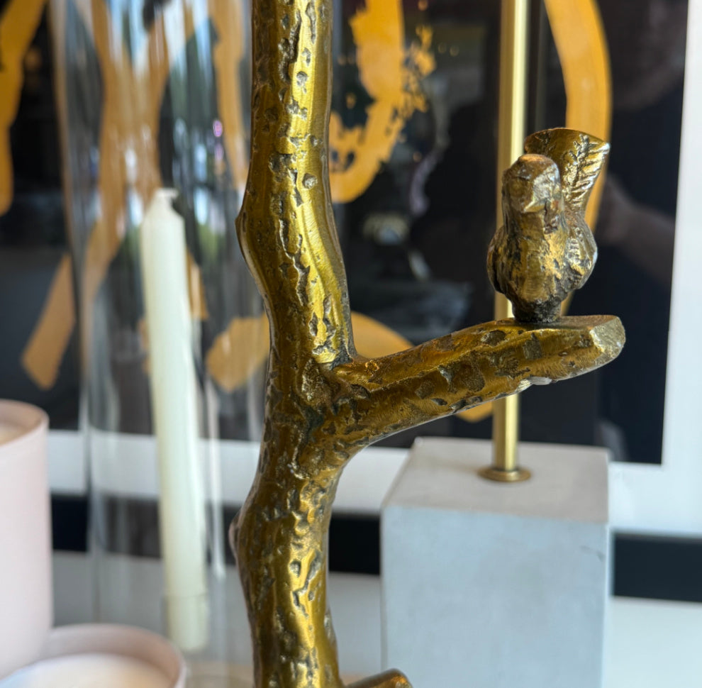 Antique Brass Bird Candle Holder