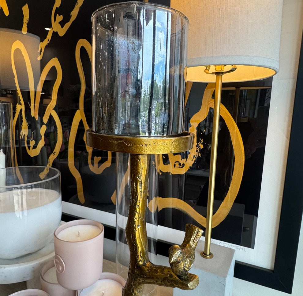 Antique Brass Bird Candle Holder