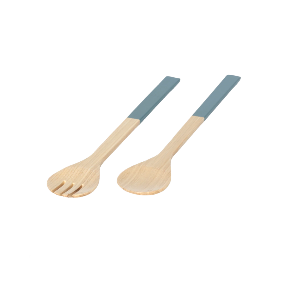 Dove Blue Bamboo Salad Servers