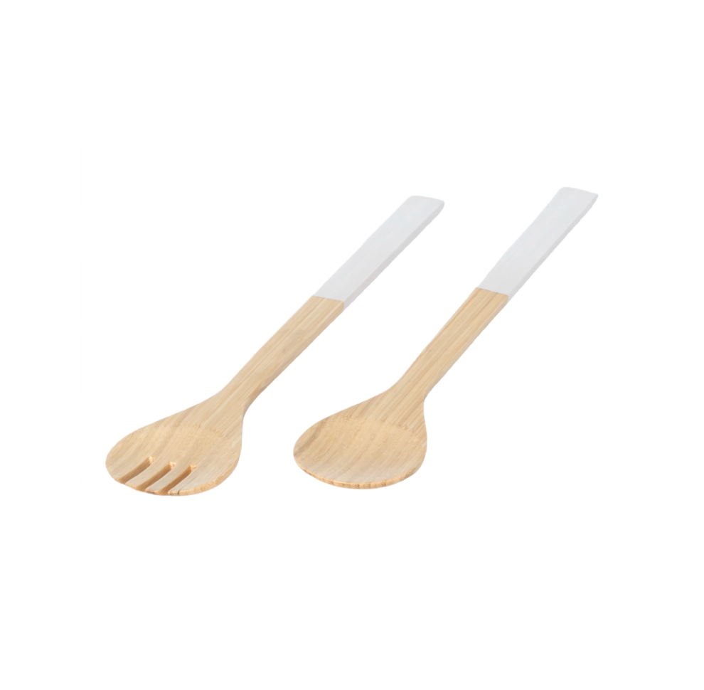 White Bamboo Salad Servers
