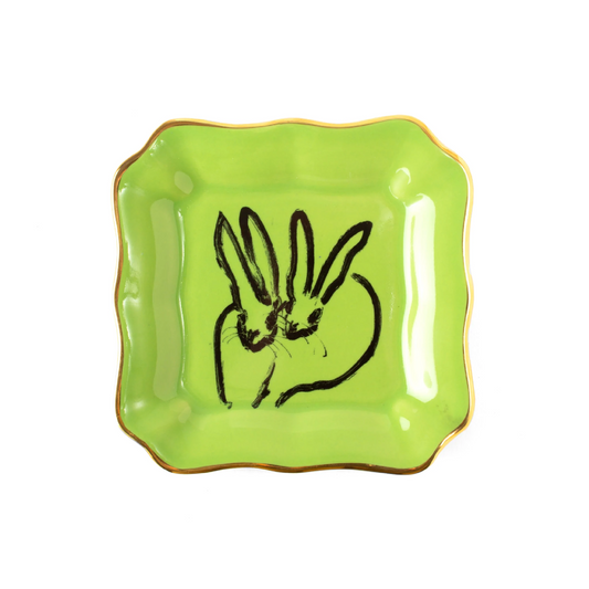 Hunt Slonem | Lime Bunny Portrait Plate