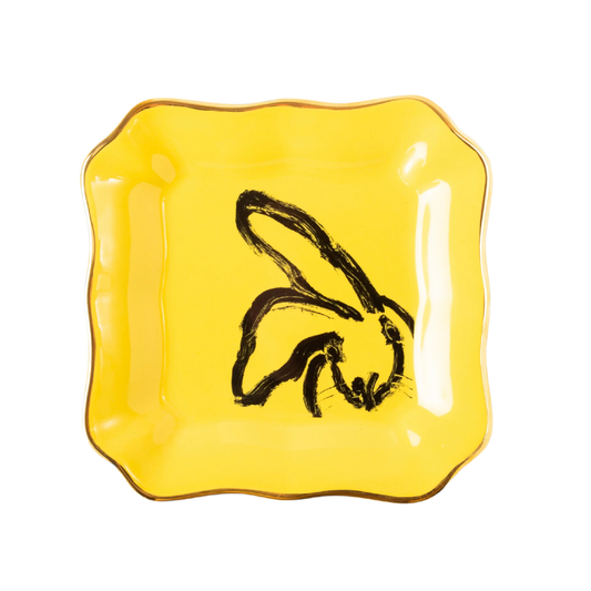Hunt Slonem | Yellow Bunny Portrait Plate