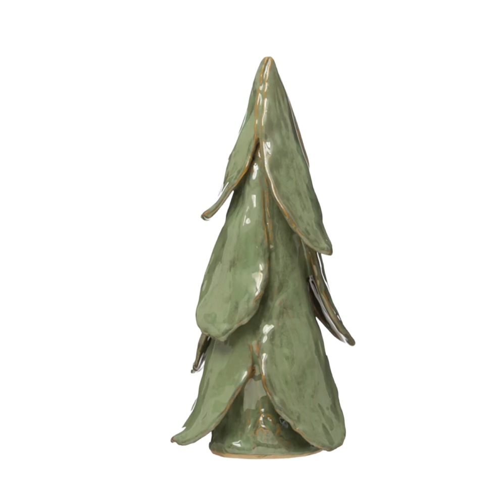 5" Round Mint Handmade Stoneware Tree