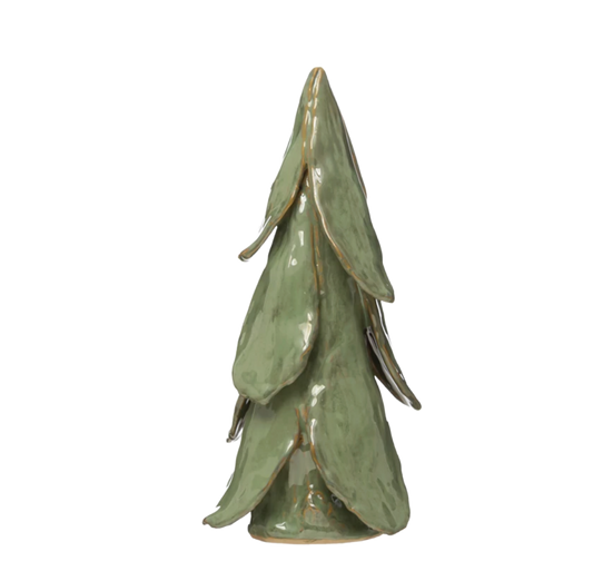 5" Round Mint Handmade Stoneware Tree