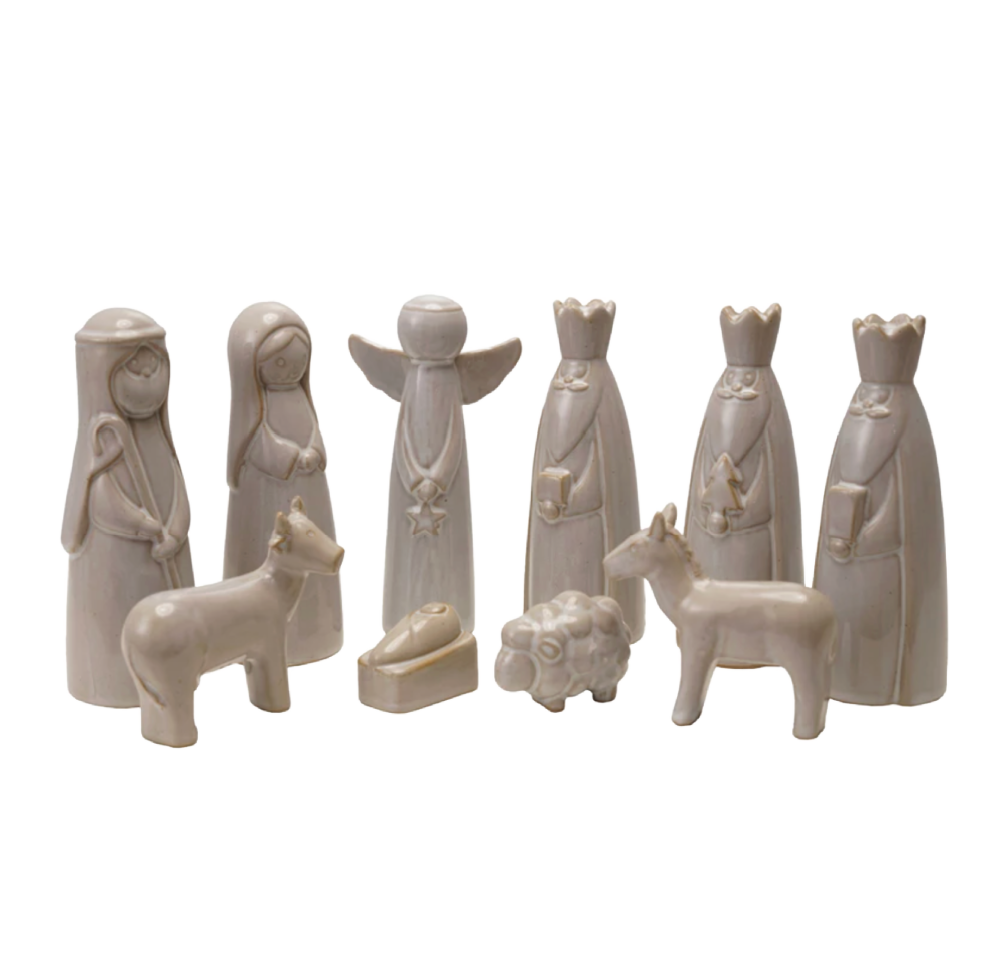 Stoneware Nativity, set of 9