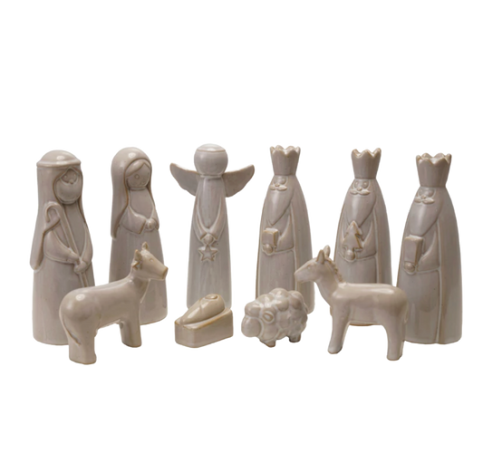 Stoneware Nativity, set of 9