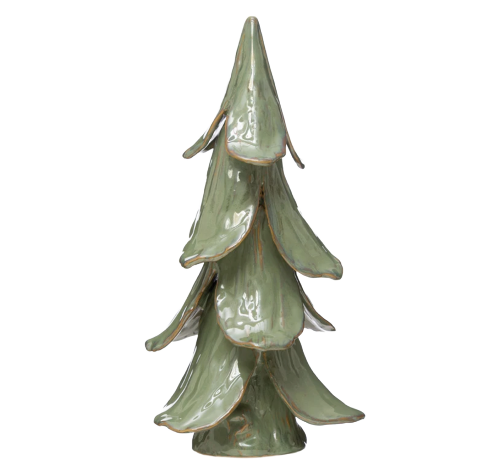 8" Round Mint Handmade Stoneware Tree
