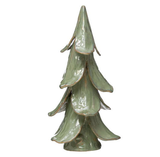 8" Round Mint Handmade Stoneware Tree
