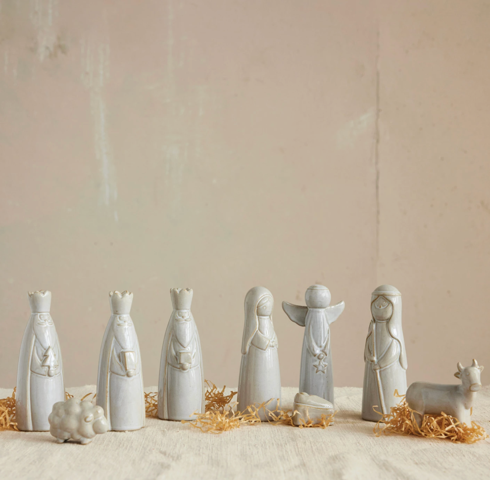 Stoneware Nativity, set of 9