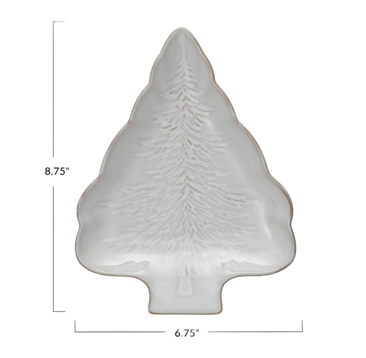 Stoneware Tree Shaped Plate