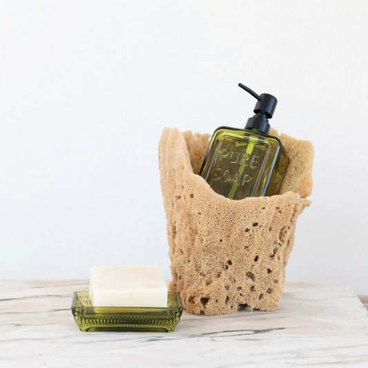 Olive Glass Soap Dish