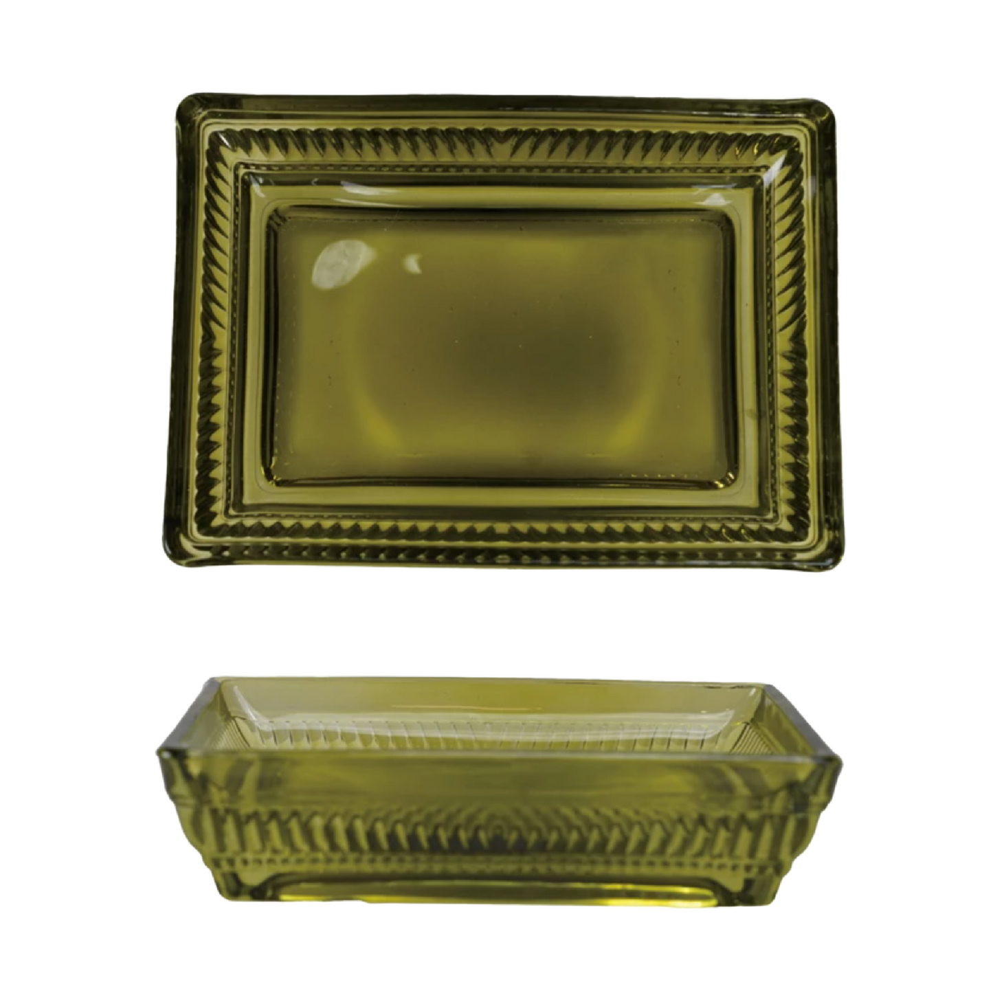 Olive Glass Soap Dish