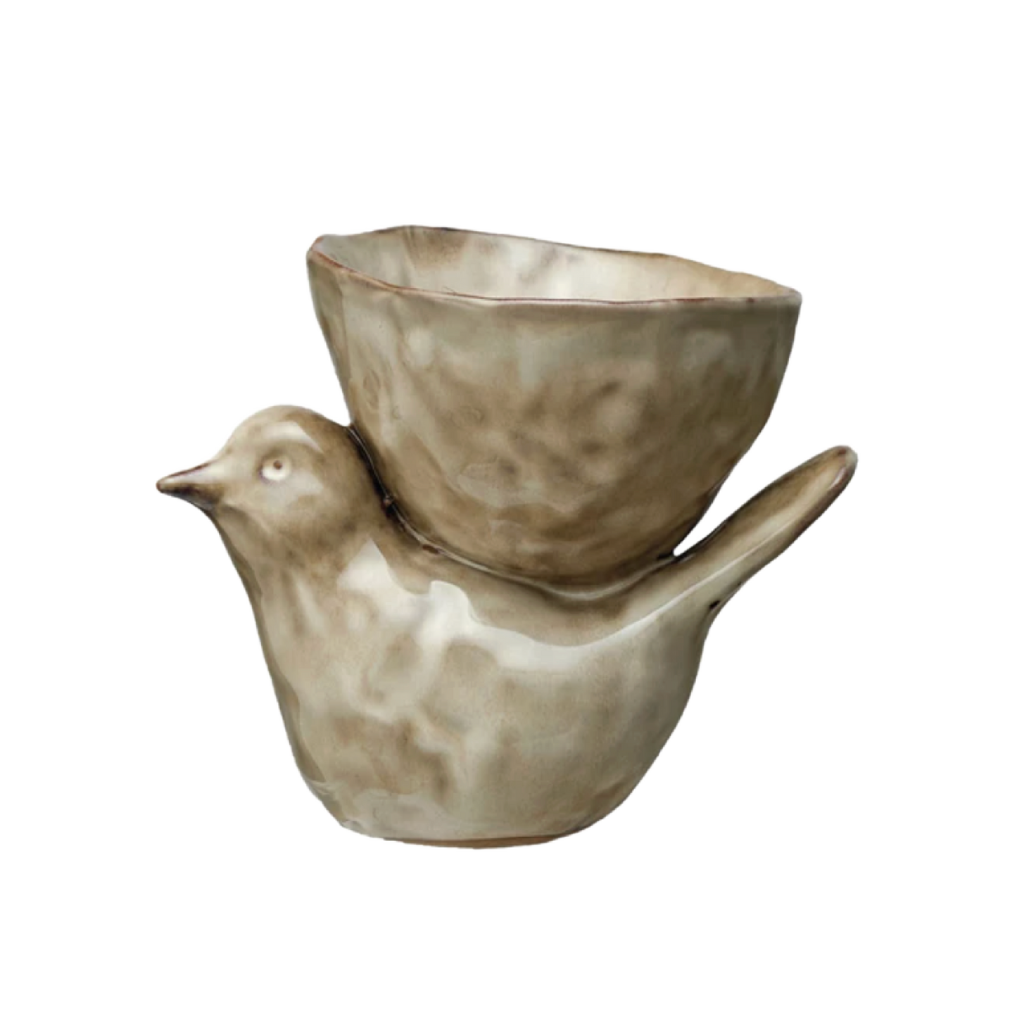 Cream Stoneware Bird w/ Bowl