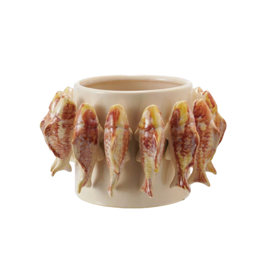 Stoneware Planter w/Fish