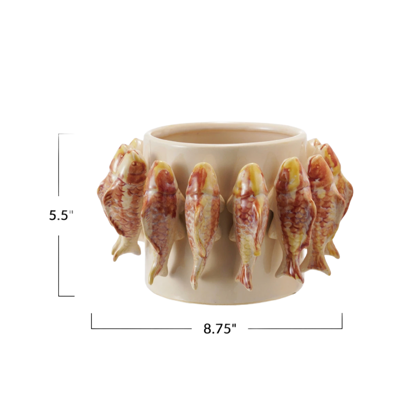 Stoneware Planter w/Fish